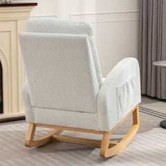 Bellemave® Accent Rocking Chair with Footrest High Back Rubber Wood Rocking Legs - Bellemave