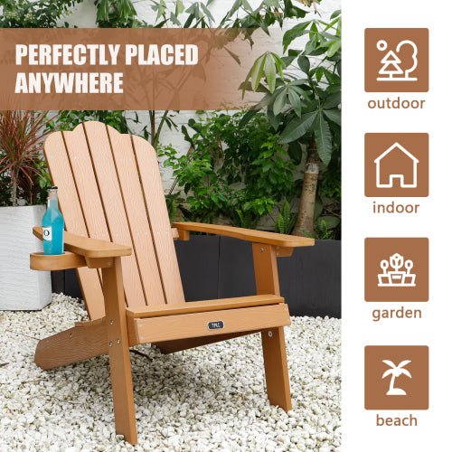 Bellemave® Adirondack Chair with Cup Holder All - Weather and Fade - Resistant Plastic Wood - Bellemave