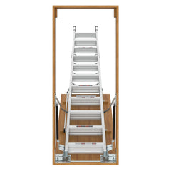 Bellemave® Aluminum Attic Ladder Pull Down System, Drop Down Ladder Stairs for Attic Access - Bellemave