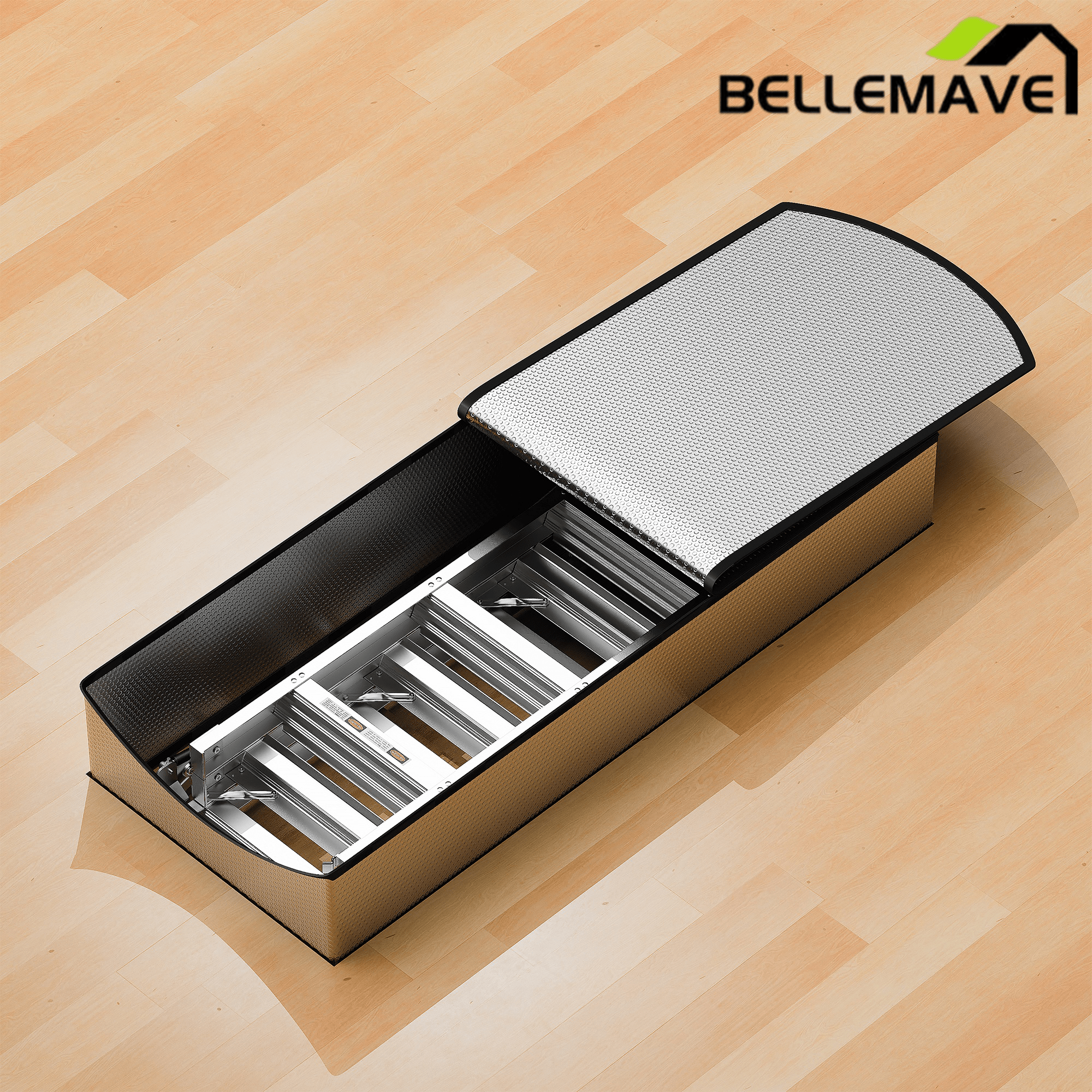 Bellemave® Aluminum Attic Ladder Pull Down System, Drop Down Ladder Stairs for Attic Access - Bellemave