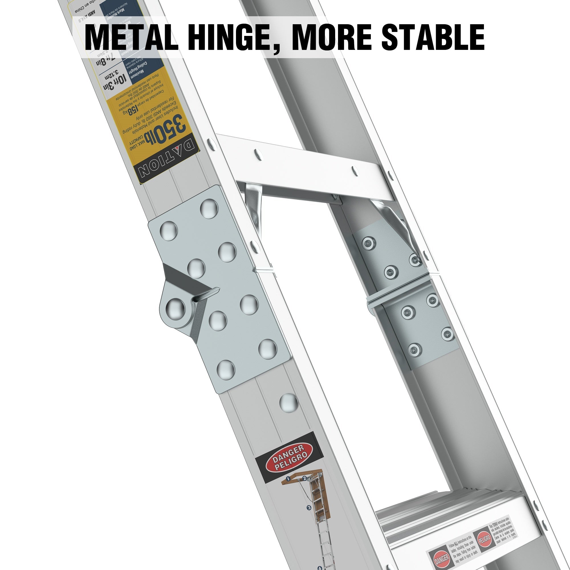 Bellemave® Aluminum Attic Ladder Pull Down System, Drop Down Ladder Stairs for Attic Access - Bellemave