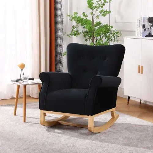 Bellemave® Baby Room High Back Rocking Nursery Chair with Comfortable Rocker Fabric Padded - Bellemave