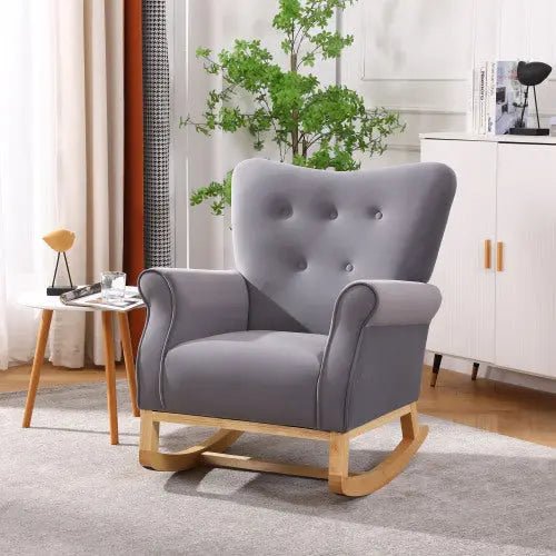 Bellemave® Baby Room High Back Rocking Nursery Chair with Comfortable Rocker Fabric Padded - Bellemave