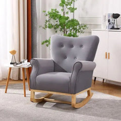 Bellemave® Baby Room High Back Rocking Nursery Chair with Comfortable Rocker Fabric Padded - Bellemave