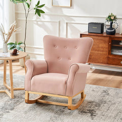 Bellemave® Baby Room High Back Rocking Nursery Chair with Comfortable Rocker Fabric Padded - Bellemave