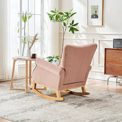 Bellemave® Baby Room High Back Rocking Nursery Chair with Comfortable Rocker Fabric Padded - Bellemave
