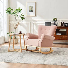 Bellemave® Baby Room High Back Rocking Nursery Chair with Comfortable Rocker Fabric Padded - Bellemave