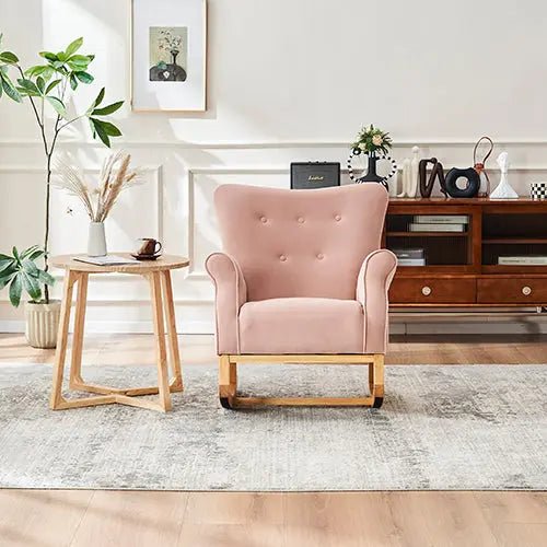 Bellemave® Baby Room High Back Rocking Nursery Chair with Comfortable Rocker Fabric Padded - Bellemave