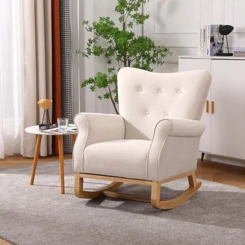 Bellemave® Baby Room High Back Rocking Nursery Chair with Comfortable Rocker Fabric Padded - Bellemave