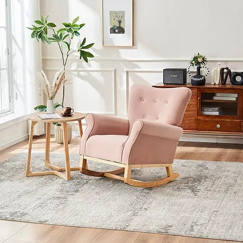 Bellemave® Baby Room High Back Rocking Nursery Chair with Comfortable Rocker Fabric Padded - Bellemave
