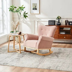 Bellemave® Baby Room High Back Rocking Nursery Chair with Comfortable Rocker Fabric Padded - Bellemave