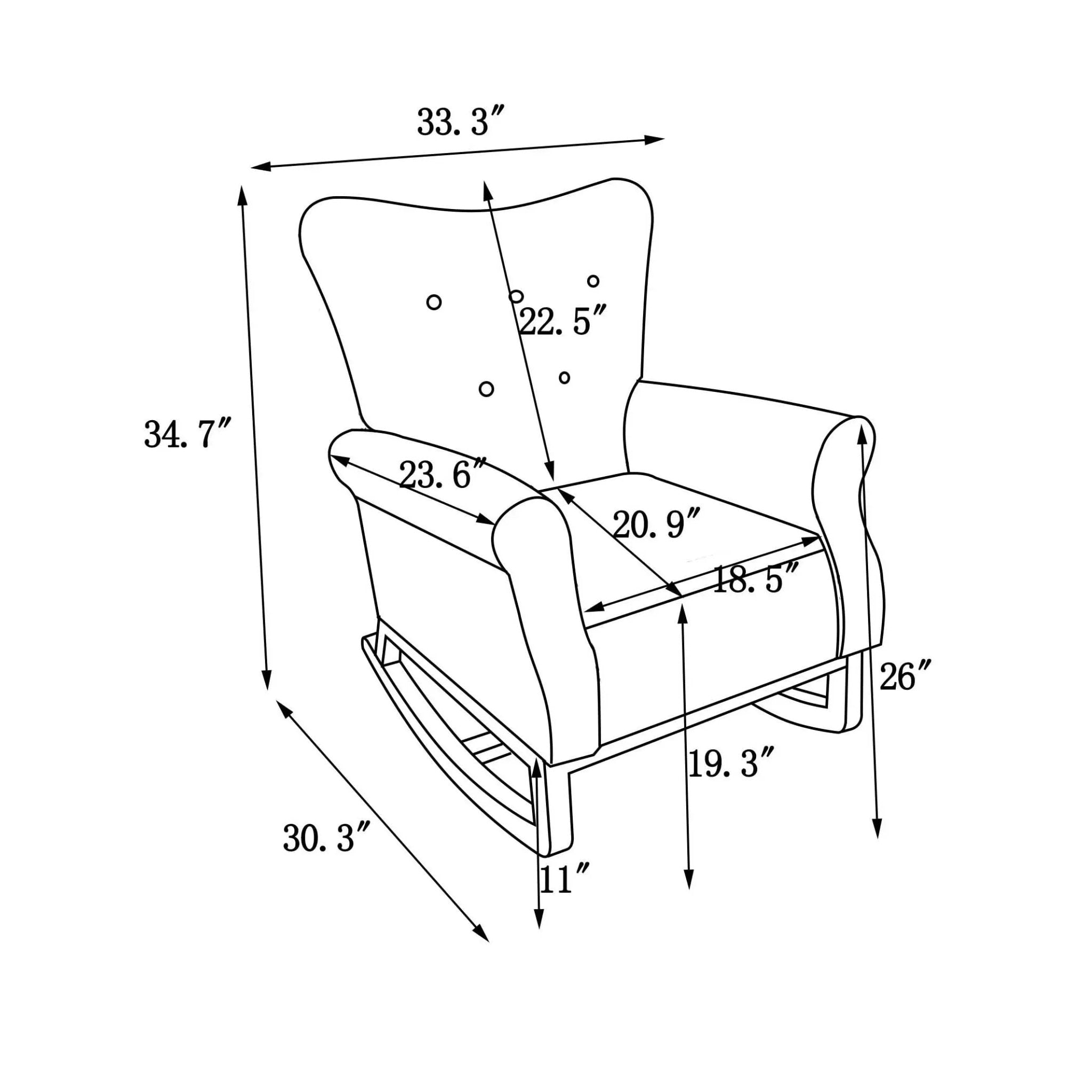 Bellemave® Baby Room High Back Rocking Nursery Chair with Comfortable Rocker Fabric Padded - Bellemave