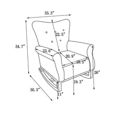 Bellemave® Baby Room High Back Rocking Nursery Chair with Comfortable Rocker Fabric Padded - Bellemave
