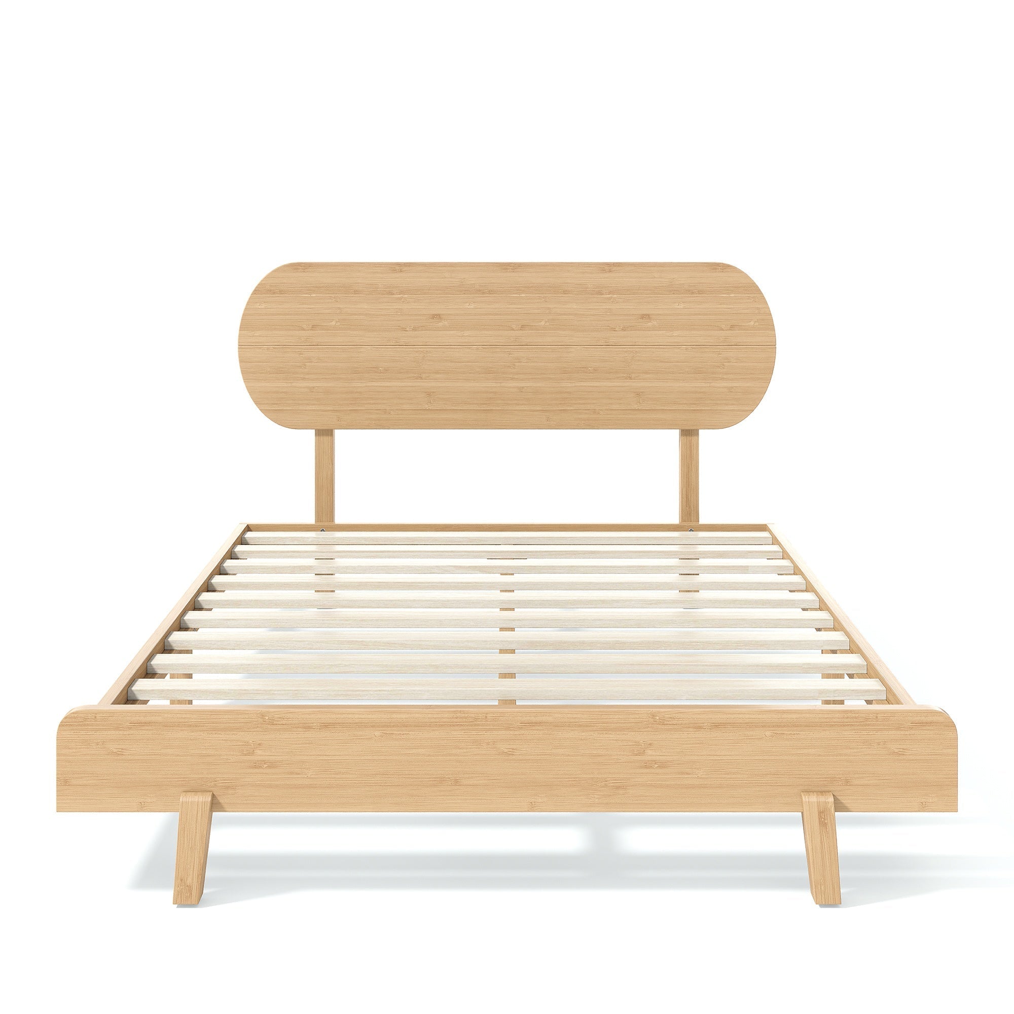 Bellemave® Bamboo Bed Frame with Headboard,Bamboo Platform Bed Frame with Rounded Headboard and Wood Slats,Easy Assembly - Bellemave