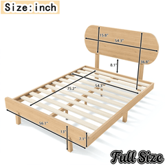 Bellemave® Bamboo Bed Frame with Headboard,Bamboo Platform Bed Frame with Rounded Headboard and Wood Slats,Easy Assembly - Bellemave
