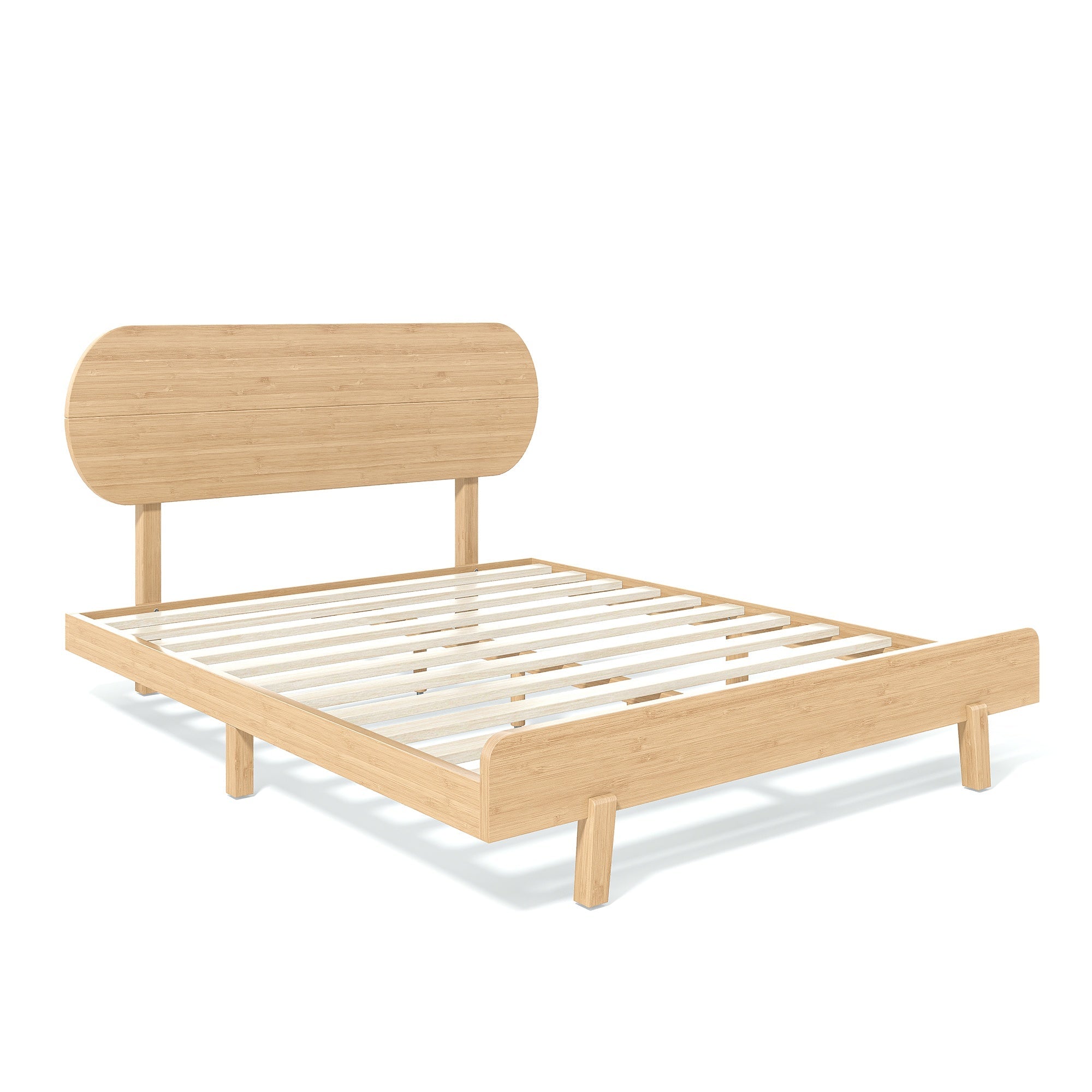 Bellemave® Bamboo Bed Frame with Headboard,Bamboo Platform Bed Frame with Rounded Headboard and Wood Slats,Easy Assembly - Bellemave