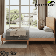 Bellemave® Bamboo Bed Frame with Headboard,Bamboo Platform Bed Frame with Rounded Headboard and Wood Slats,Easy Assembly - Bellemave