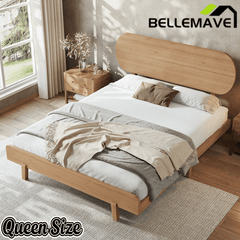 Bellemave® Bamboo Bed Frame with Headboard,Bamboo Platform Bed Frame with Rounded Headboard and Wood Slats,Easy Assembly - Bellemave