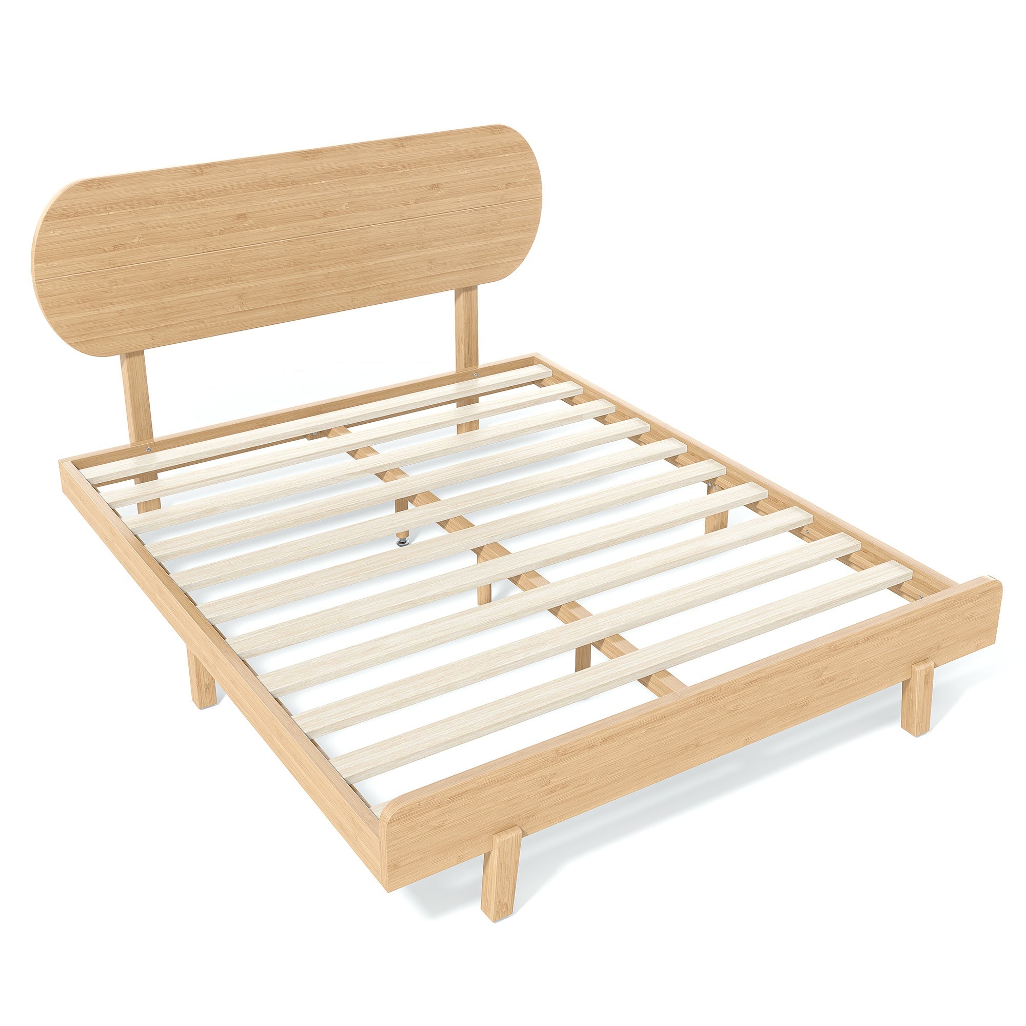Bellemave® Bamboo Bed Frame with Headboard,Bamboo Platform Bed Frame with Rounded Headboard and Wood Slats,Easy Assembly - Bellemave