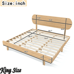 Bellemave® Bamboo Bed Frame with Headboard,Bamboo Platform Bed Frame with Rounded Headboard and Wood Slats,Easy Assembly - Bellemave