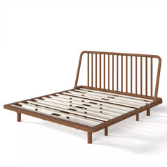 Bellemave® Bamboo Platform Bed Frame with Headboard, Slanted Slat Design and Support Slats - Bellemave