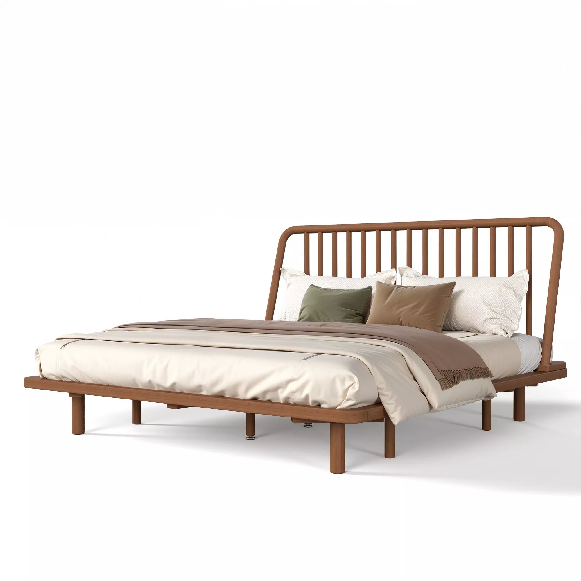 Bellemave® Bamboo Platform Bed Frame with Headboard, Slanted Slat Design and Support Slats - Bellemave