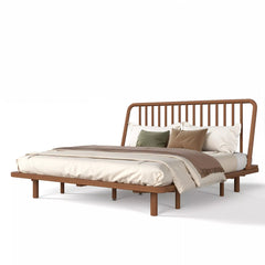Bellemave® Bamboo Platform Bed Frame with Headboard, Slanted Slat Design and Support Slats - Bellemave