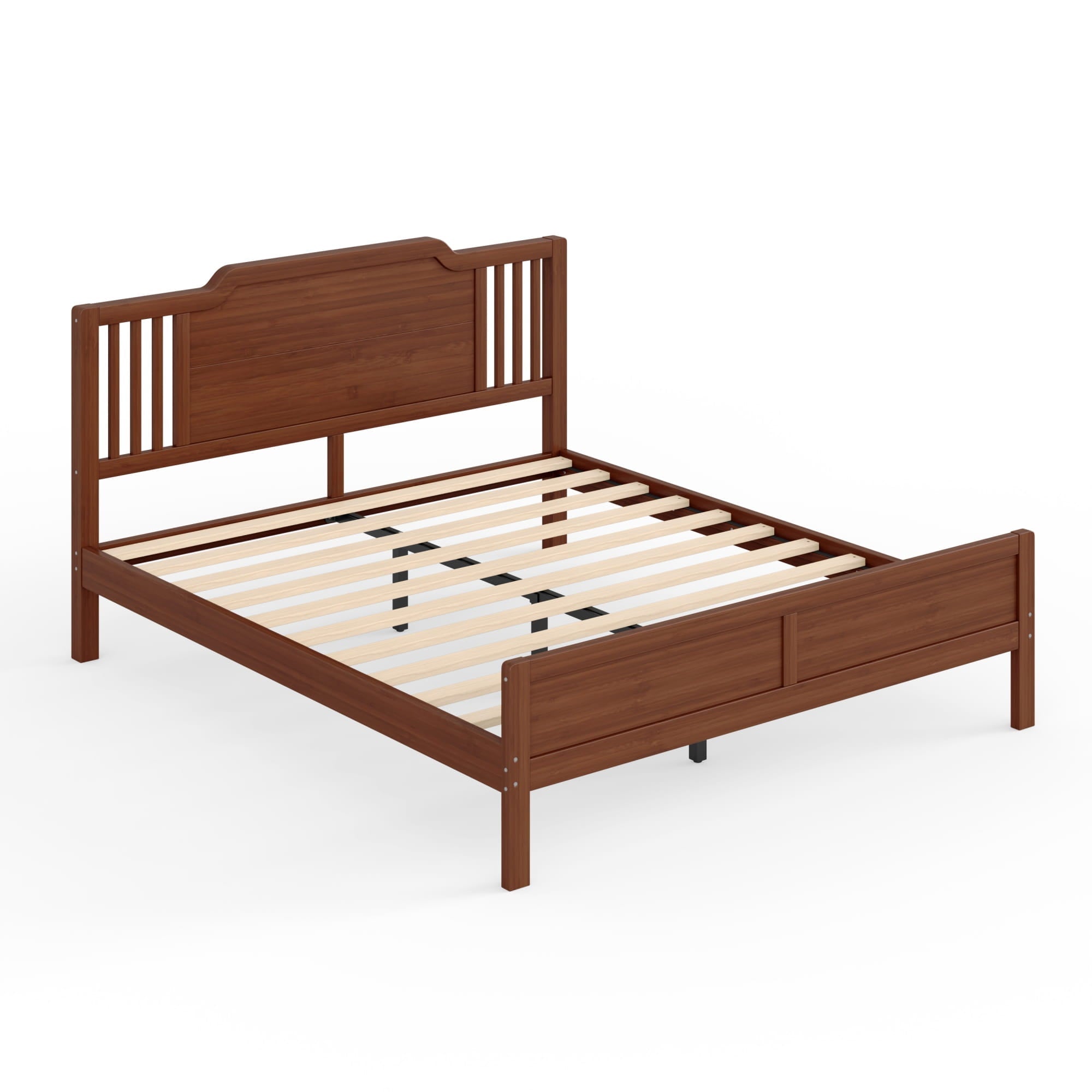 Bellemave® Bamboo Platform Bed Frame with Tall Headboard & Wood Slat Support, Mid-Century Modern for Master Bedroom, Couples, Guest Suite - Bellemave