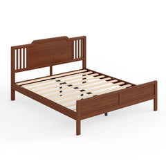 Bellemave® Bamboo Platform Bed Frame with Tall Headboard & Wood Slat Support, Mid-Century Modern for Master Bedroom, Couples, Guest Suite - Bellemave