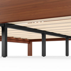 Bellemave® Bamboo Platform Bed Frame with Tall Headboard & Wood Slat Support, Mid-Century Modern for Master Bedroom, Couples, Guest Suite - Bellemave