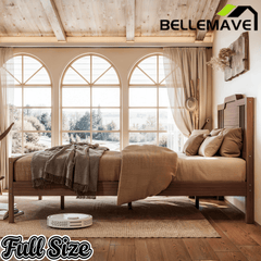 Bellemave® Bamboo Platform Bed Frame with Tall Headboard & Wood Slat Support, Mid-Century Modern for Master Bedroom, Couples, Guest Suite - Bellemave