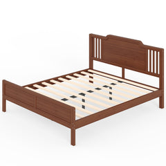 Bellemave® Bamboo Platform Bed Frame with Tall Headboard & Wood Slat Support, Mid-Century Modern for Master Bedroom, Couples, Guest Suite - Bellemave