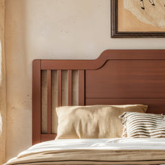 Bellemave® Bamboo Platform Bed Frame with Tall Headboard & Wood Slat Support, Mid-Century Modern for Master Bedroom, Couples, Guest Suite - Bellemave