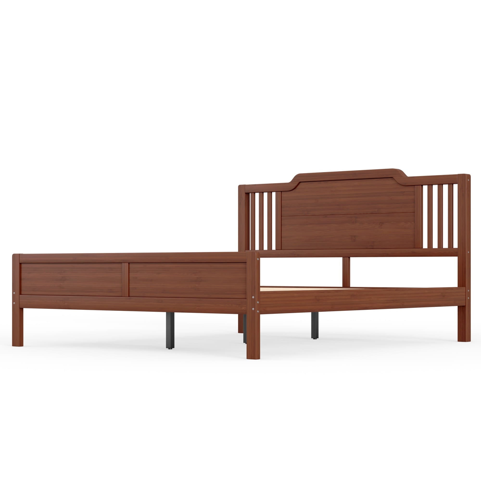 Bellemave® Bamboo Platform Bed Frame with Tall Headboard & Wood Slat Support, Mid-Century Modern for Master Bedroom, Couples, Guest Suite - Bellemave