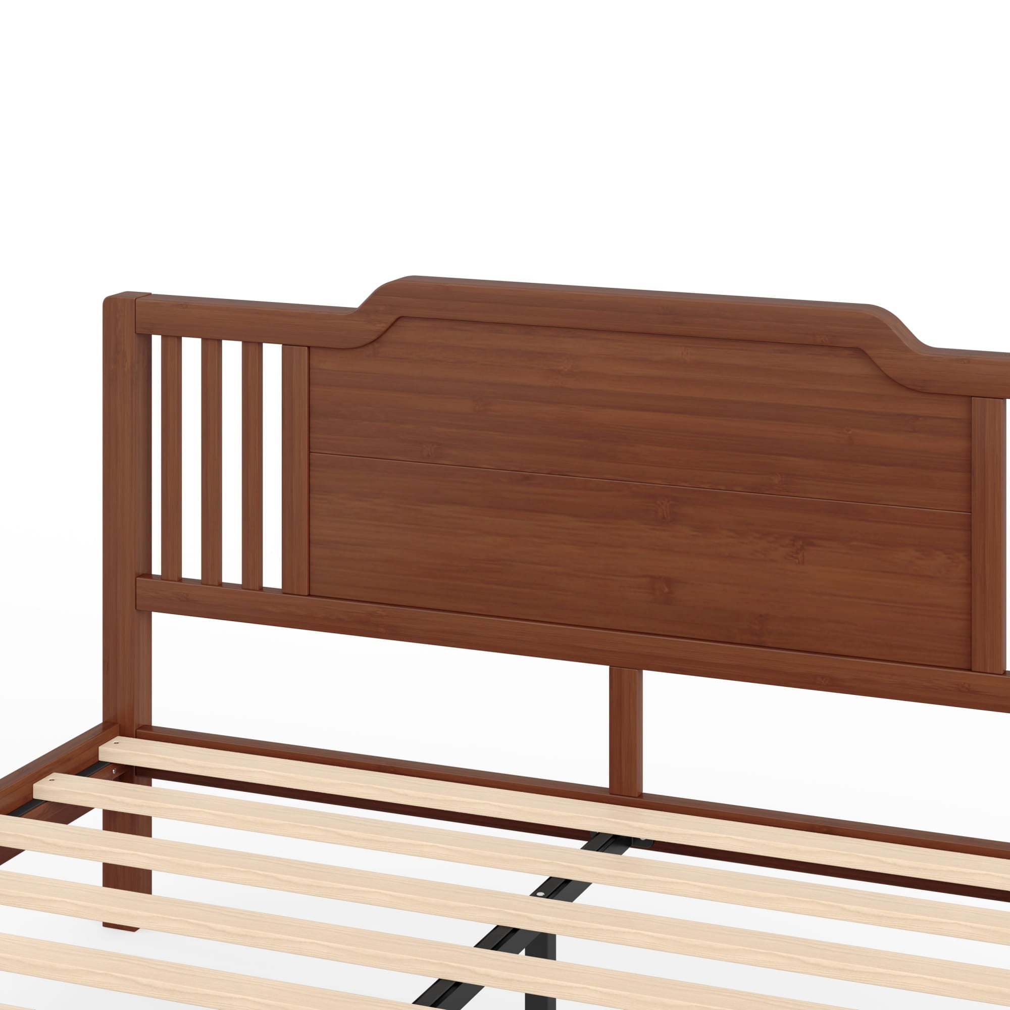 Bellemave® Bamboo Platform Bed Frame with Tall Headboard & Wood Slat Support, Mid-Century Modern for Master Bedroom, Couples, Guest Suite - Bellemave
