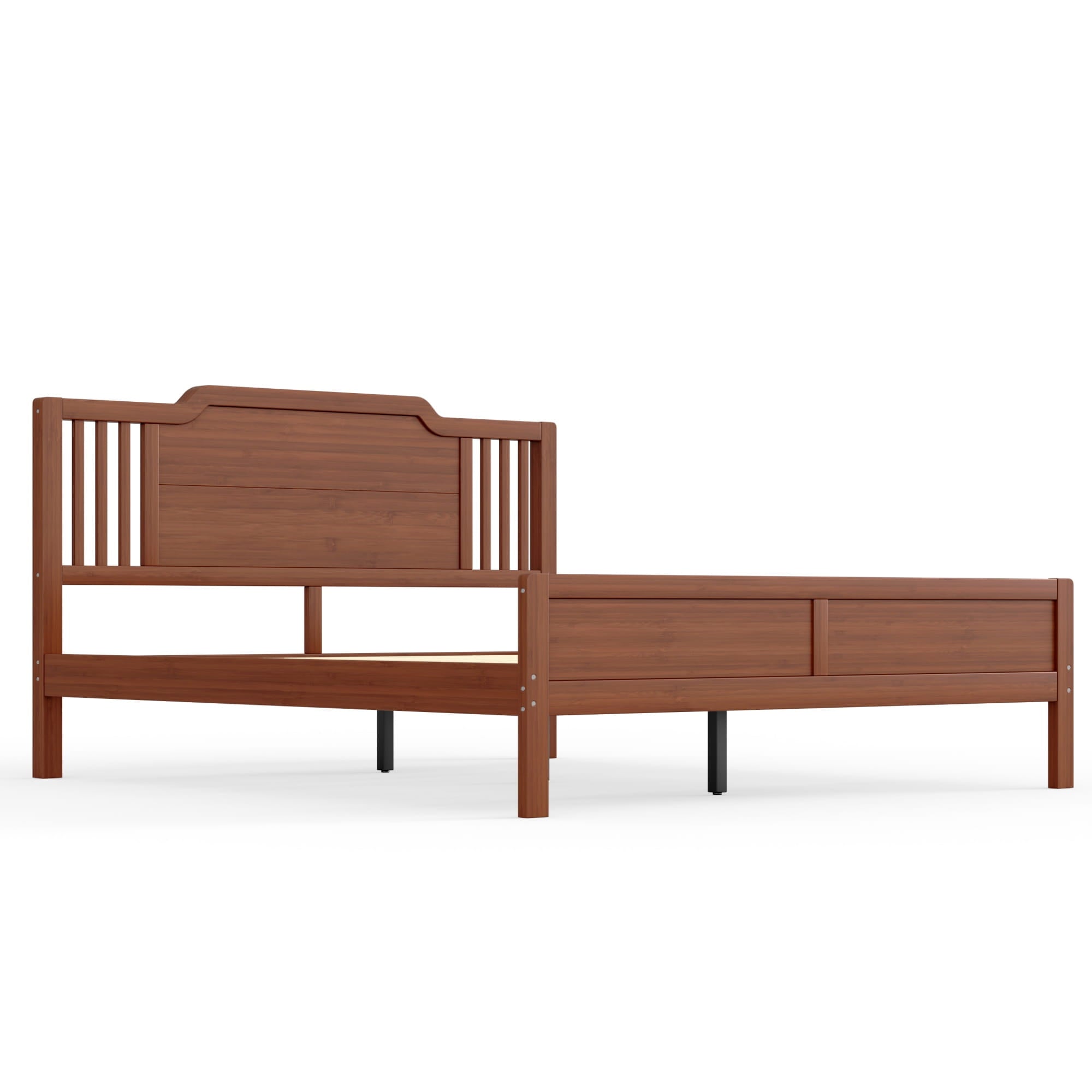 Bellemave® Bamboo Platform Bed Frame with Tall Headboard & Wood Slat Support, Mid-Century Modern for Master Bedroom, Couples, Guest Suite - Bellemave
