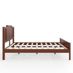 Bellemave® Bamboo Platform Bed Frame with Tall Headboard & Wood Slat Support, Mid-Century Modern for Master Bedroom, Couples, Guest Suite - Bellemave