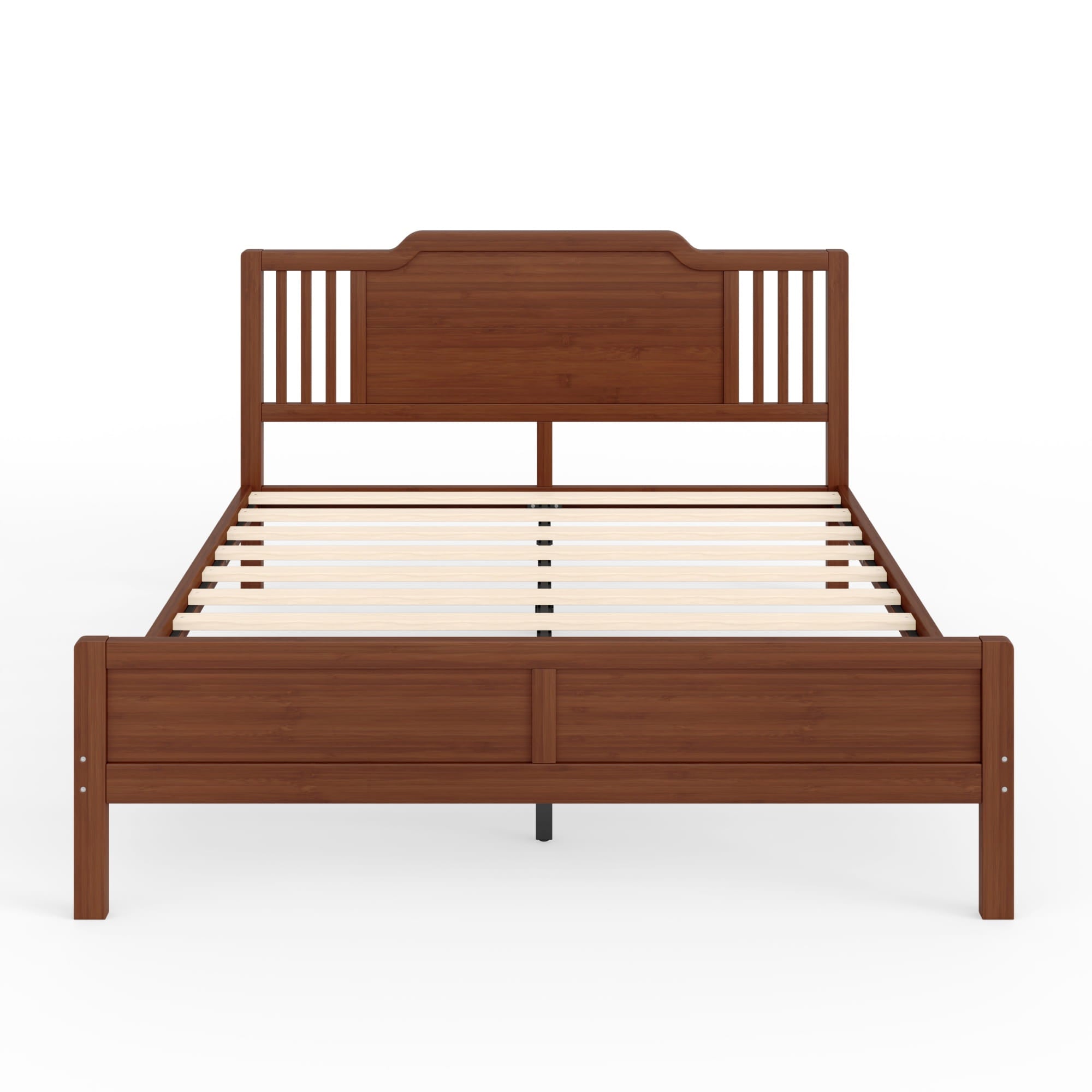 Bellemave® Bamboo Platform Bed Frame with Tall Headboard & Wood Slat Support, Mid-Century Modern for Master Bedroom, Couples, Guest Suite - Bellemave