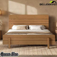 Bellemave® Bamboo Platform Bed with Modern Headboard, Bamboo Bed Frame Construction, Reinforced Support Slats Design No Box Spring Required,Brown - Bellemave