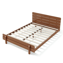 Bellemave® Bamboo Platform Bed with Modern Headboard, Bamboo Bed Frame Construction, Reinforced Support Slats Design No Box Spring Required,Brown - Bellemave