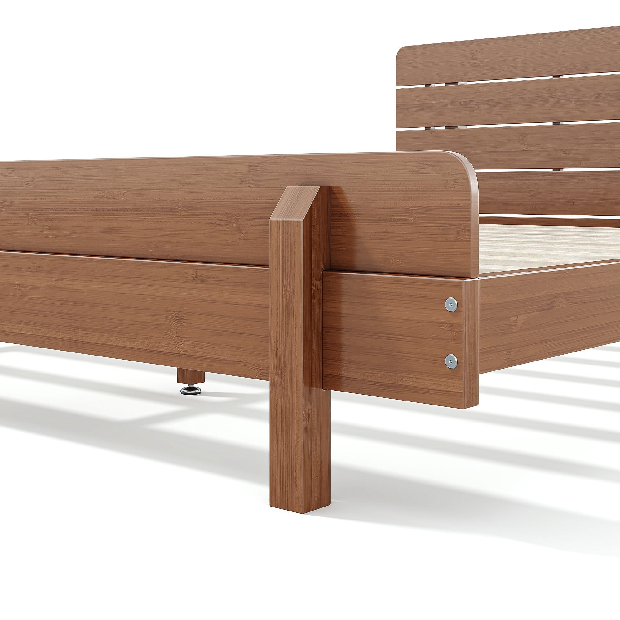 Bellemave® Bamboo Platform Bed with Modern Headboard, Bamboo Bed Frame Construction, Reinforced Support Slats Design No Box Spring Required,Brown - Bellemave