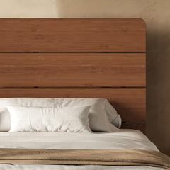 Bellemave® Bamboo Platform Bed with Modern Headboard, Bamboo Bed Frame Construction, Reinforced Support Slats Design No Box Spring Required,Brown - Bellemave