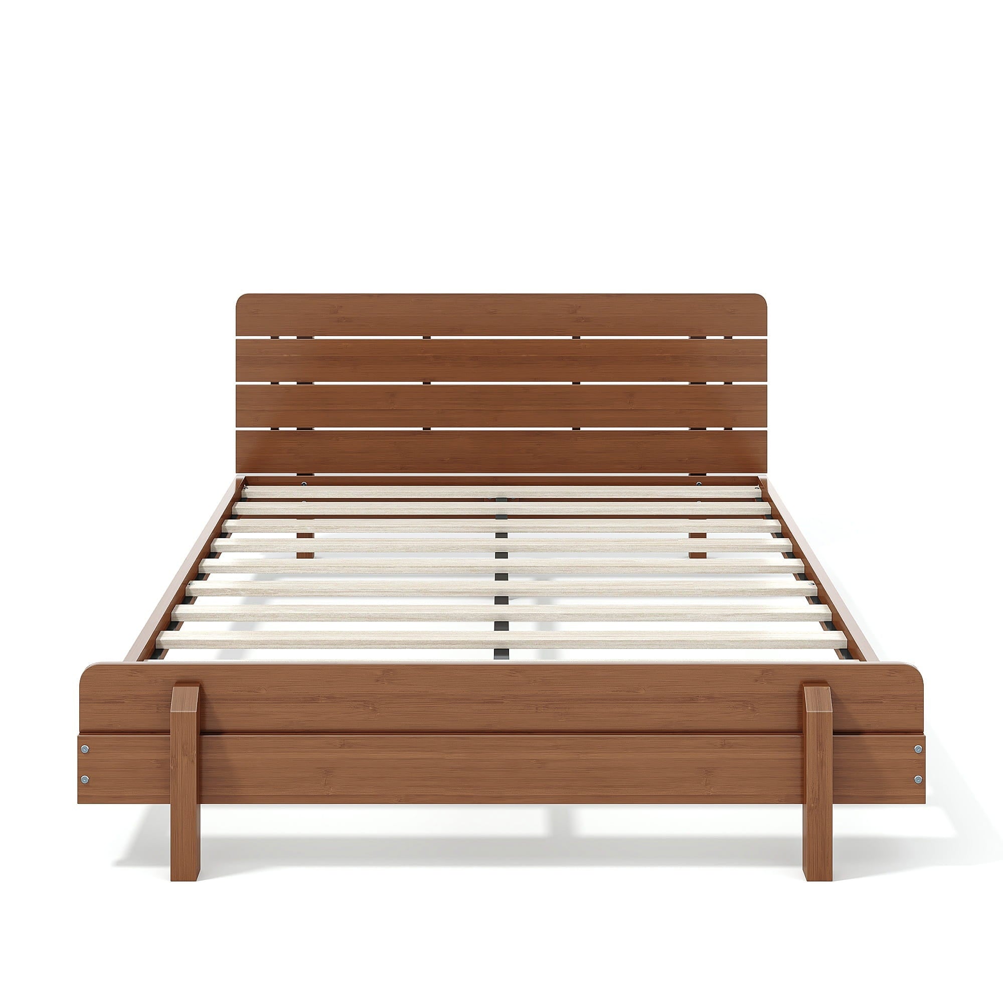 Bellemave® Bamboo Platform Bed with Modern Headboard, Bamboo Bed Frame Construction, Reinforced Support Slats Design No Box Spring Required,Brown - Bellemave