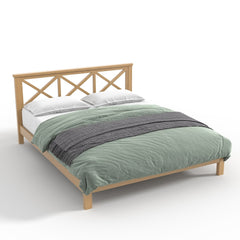Bellemave® Bamboo Platform Bed with X - Shpaed Design Headboard, Mid - Century Modern Bed Frame with Wooden Solid Support Slats - Bellemave