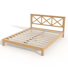 Bellemave® Bamboo Platform Bed with X - Shpaed Design Headboard, Mid - Century Modern Bed Frame with Wooden Solid Support Slats - Bellemave