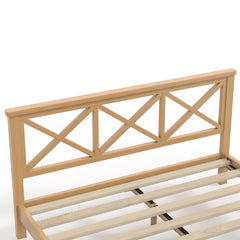 Bellemave® Bamboo Platform Bed with X - Shpaed Design Headboard, Mid - Century Modern Bed Frame with Wooden Solid Support Slats - Bellemave
