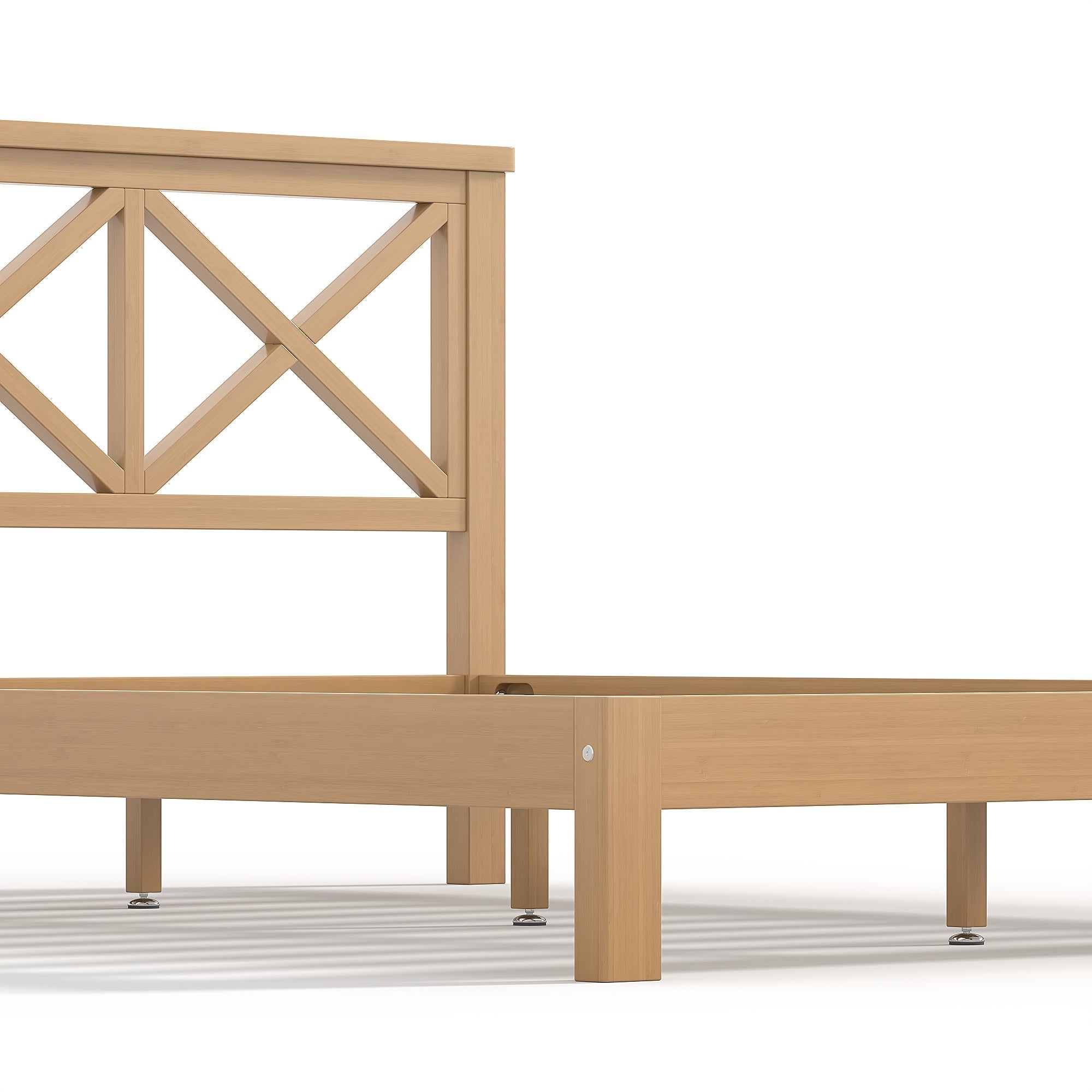 Bellemave® Bamboo Platform Bed with X - Shpaed Design Headboard, Mid - Century Modern Bed Frame with Wooden Solid Support Slats - Bellemave
