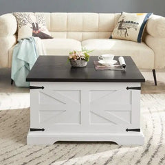 Bellemave® Barn design Center Table with Hinged Lift Top and Large Hidden Storage Compartment - Bellemave