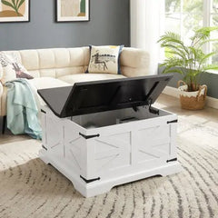 Bellemave® Barn design Center Table with Hinged Lift Top and Large Hidden Storage Compartment - Bellemave