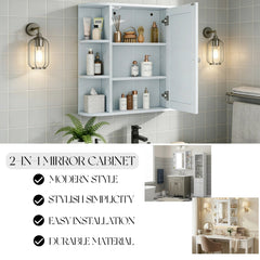 Bellemave® Bathroom Medicine Cabinet, Bathroom Mirror Cabinet Wall Mounted with 6 Adjustable Wood Shelves & Doors, Wall Cabinet with Mirror - Bellemave